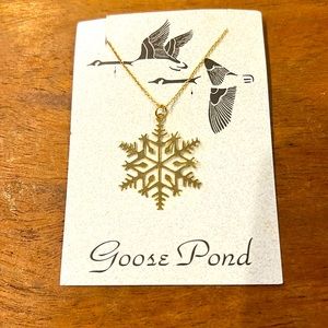 Delicate 24k gold plated snowflake necklace. 16”